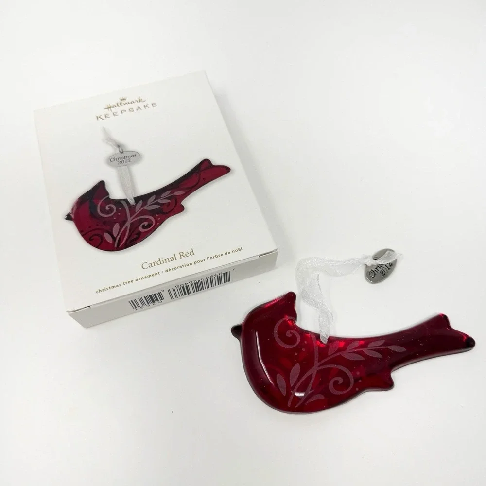 Hallmark Keepsake Cardinal Red Glass Bird Ornament  2012 MIB